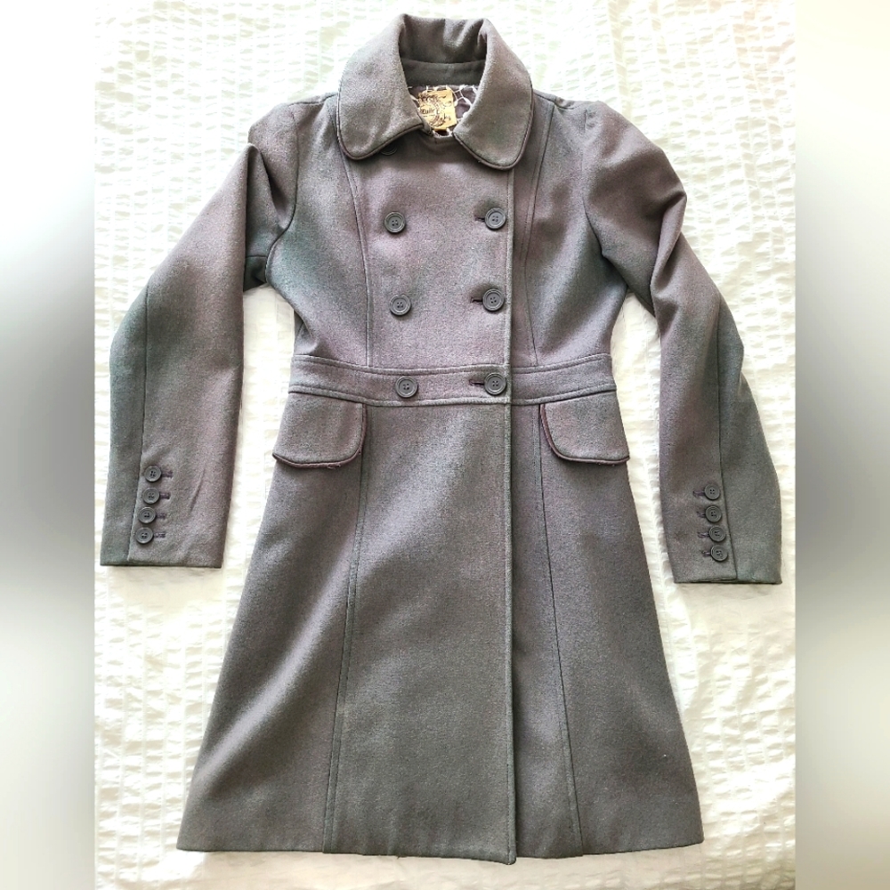 Gray Women's Tulle Pea Coat Size S